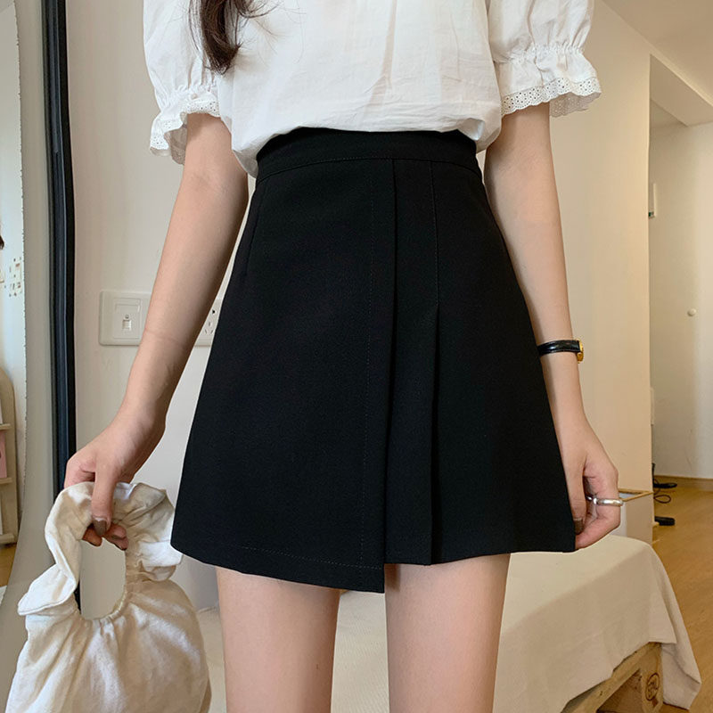 大码女不规则穿搭适合胯大腿粗百褶短裙夏季款胖mm显瘦a字半身裙