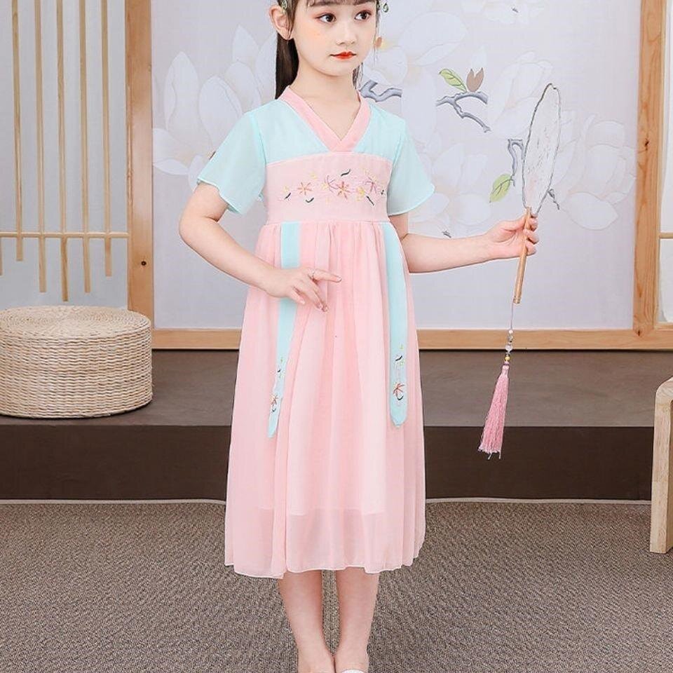 汉服童装女童夏季装中国风超仙古风改良唐装连衣裙