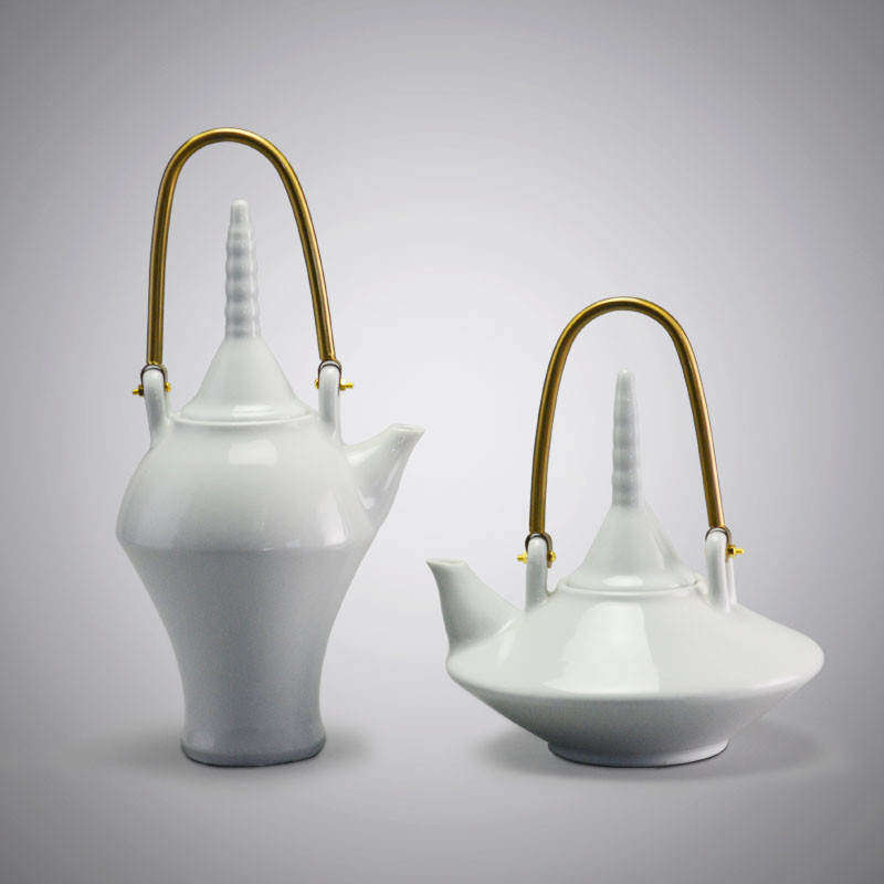 现代简约新中式茶壶白茶壶中式酒柜陶瓷房间样板房样板装饰摆件