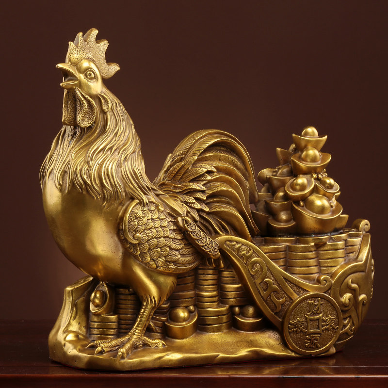 公鸡摆件全铜生肖招财元宝金鸡客厅房间工艺品摆件