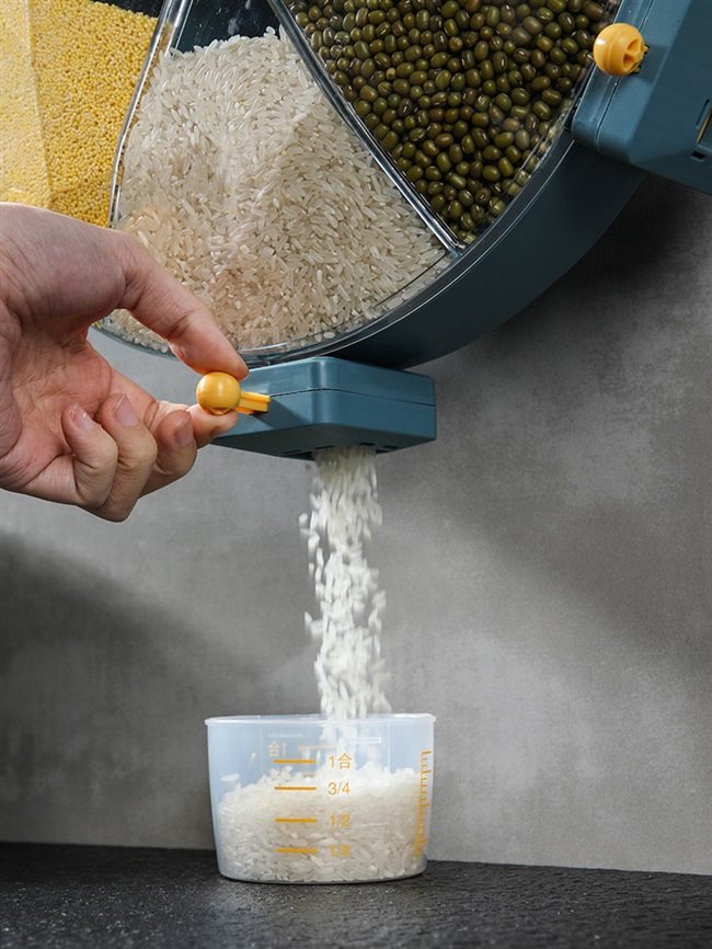 分类杂粮米桶家用五谷杂粮旋转多功能壁挂防潮防虫米桶