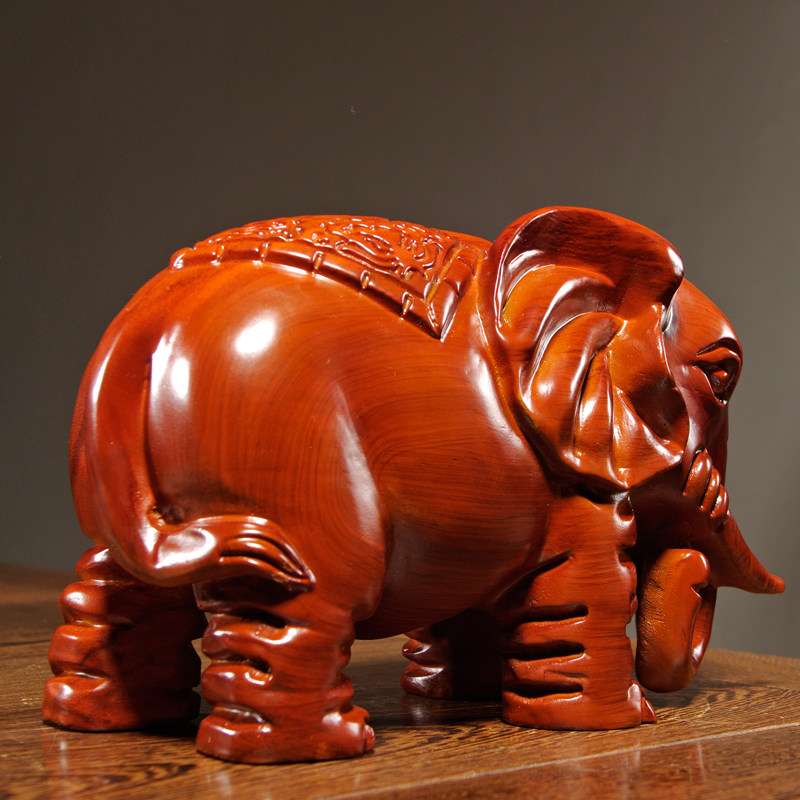 花梨木雕雕刻大象摆件实木木质一对对象红木摆件