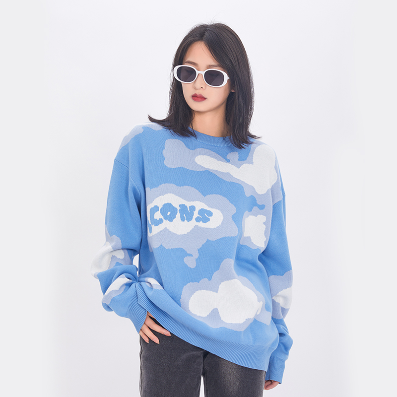 ICONSLAB联名SSUR PLUS云朵毛衣男女情侣休闲潮牌秋季宽松打底衫