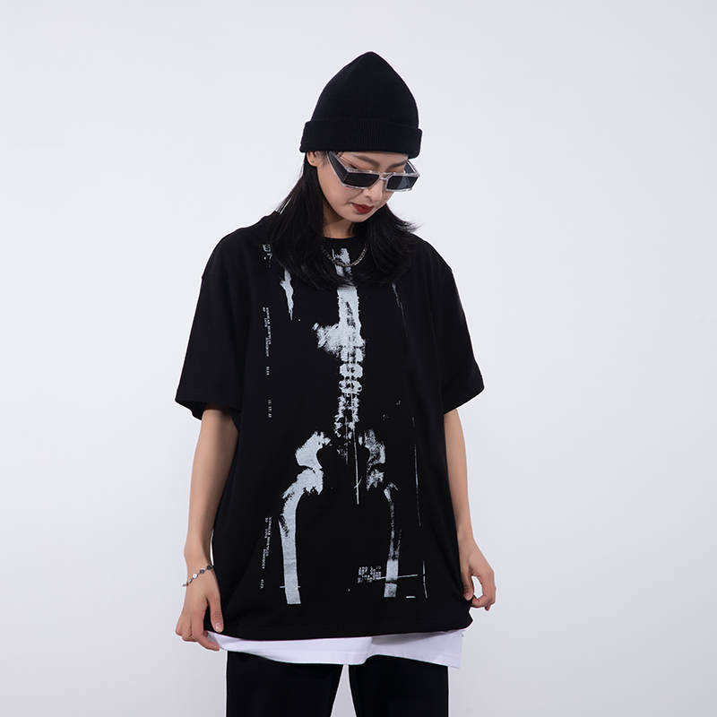 ICONSLAB联名SSUR PLUSX光骨架短袖宽松情侣T恤男女纯棉休闲半袖