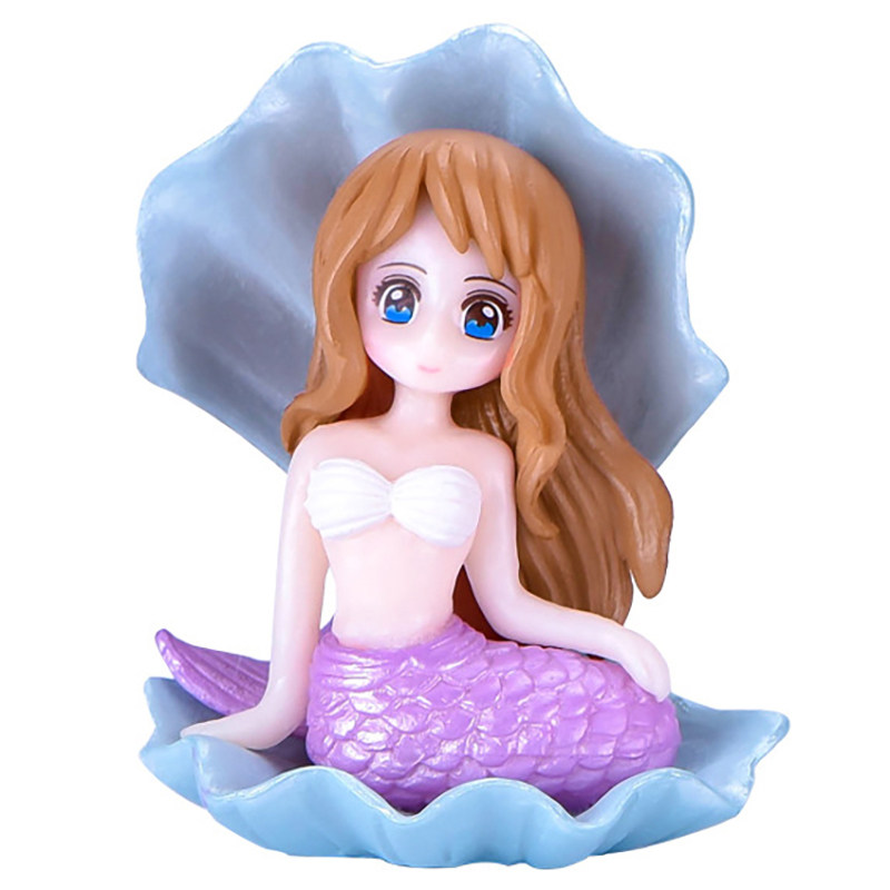 摆件贝壳贝壳美美人鱼粉红色公主蛋糕少女女孩卡通节日装扮用品