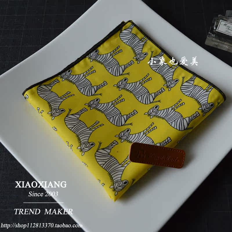 韩版vintage卡通斑马口袋巾小手帕胸巾可爱生肖口袋巾
