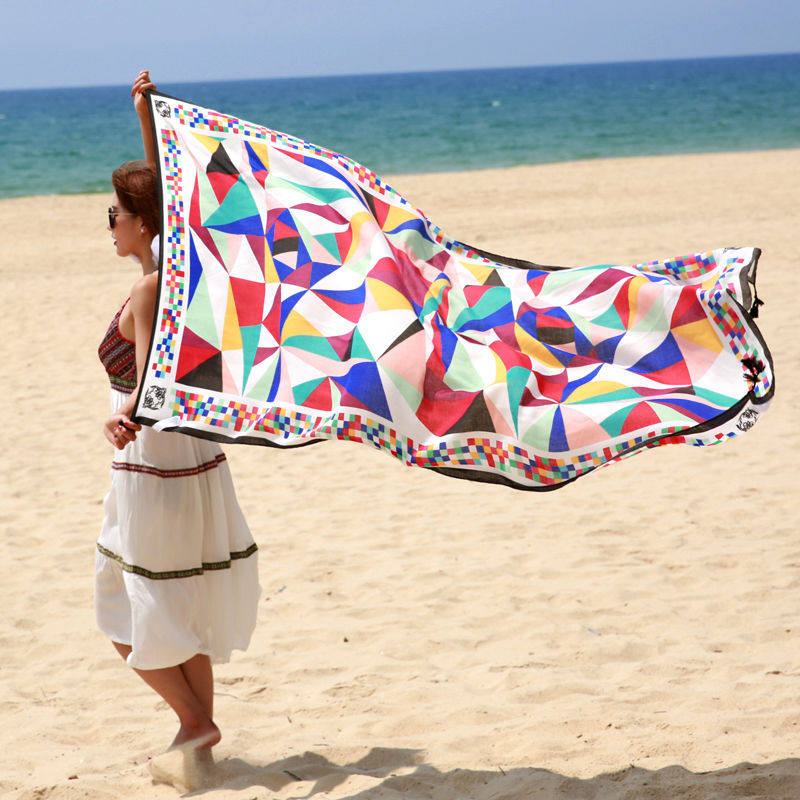 民族风沙滩海边百搭丝巾空调围巾夏季披肩防晒围巾