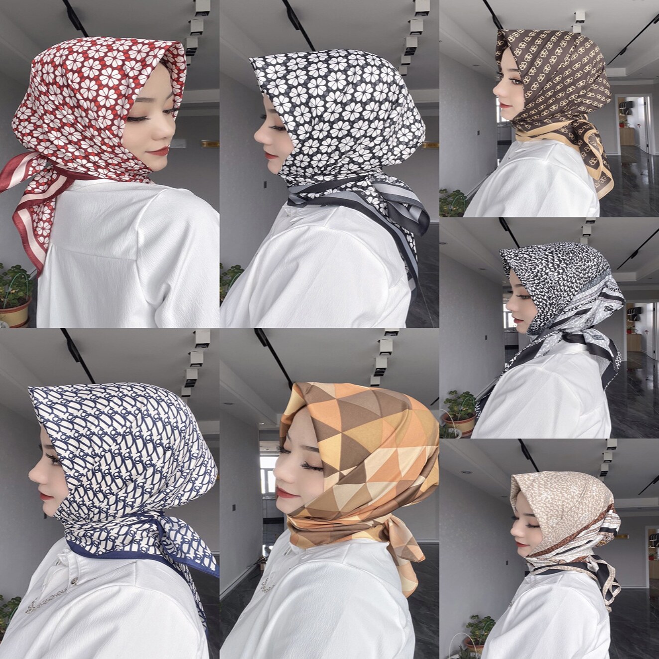 网红同款纱巾多用仿风头巾围脖包头防晒装饰围巾