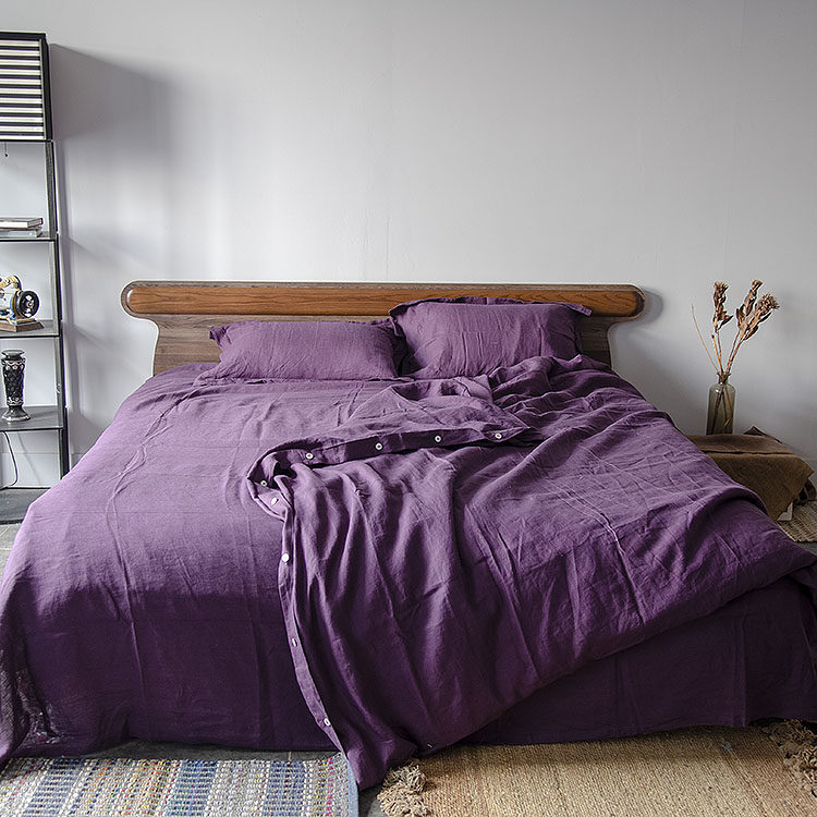 麻源100亚麻床品四件件套纯色简约保暖活性床品套件