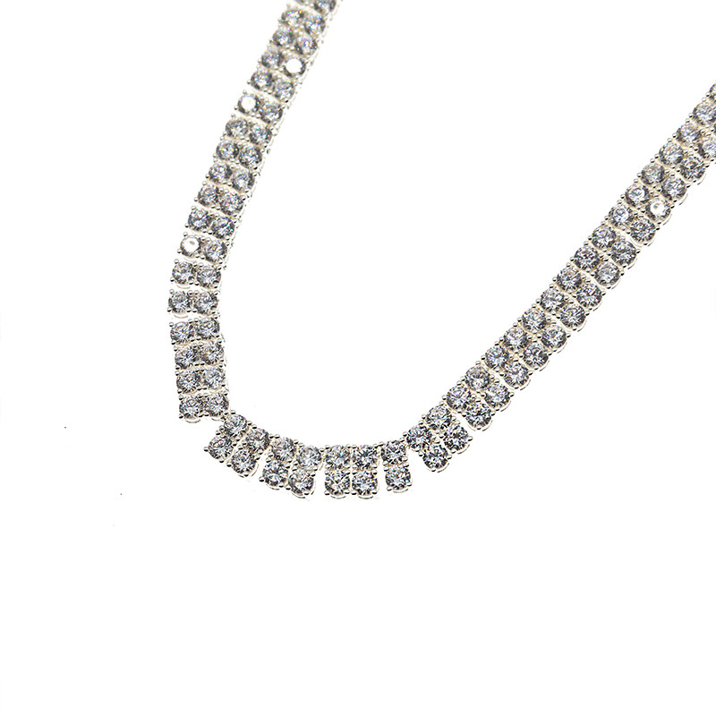 stugazi银色满钻双层珍珠项链项链