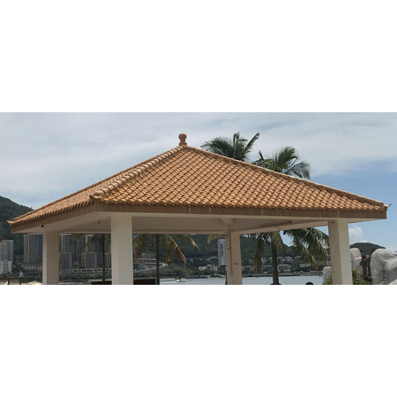 凉亭亭子陶瓷琉璃琉璃瓦瓦片宝鼎房屋顶上中间基础材料