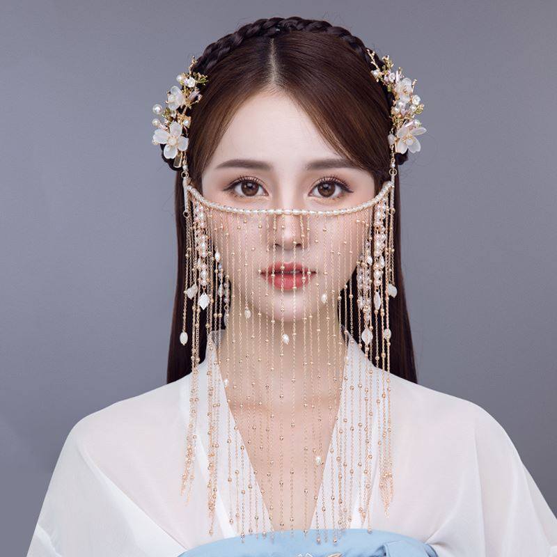 面帘古风遮脸脸面流苏汉服中式新娘秀禾头饰发饰