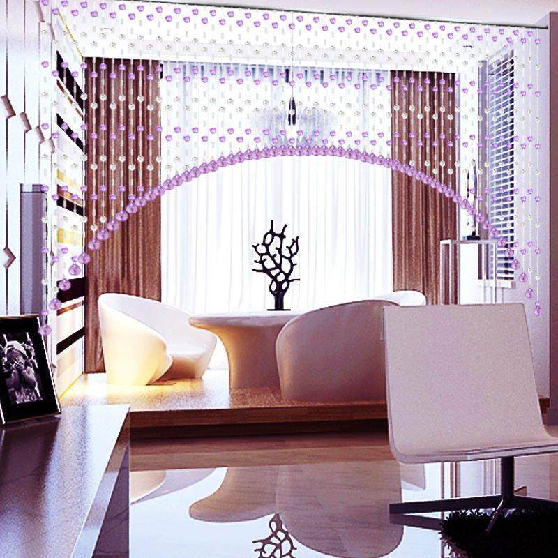 门帘水晶珍珠家用佳人紫色珠帘隔断帘子卫生间珠帘