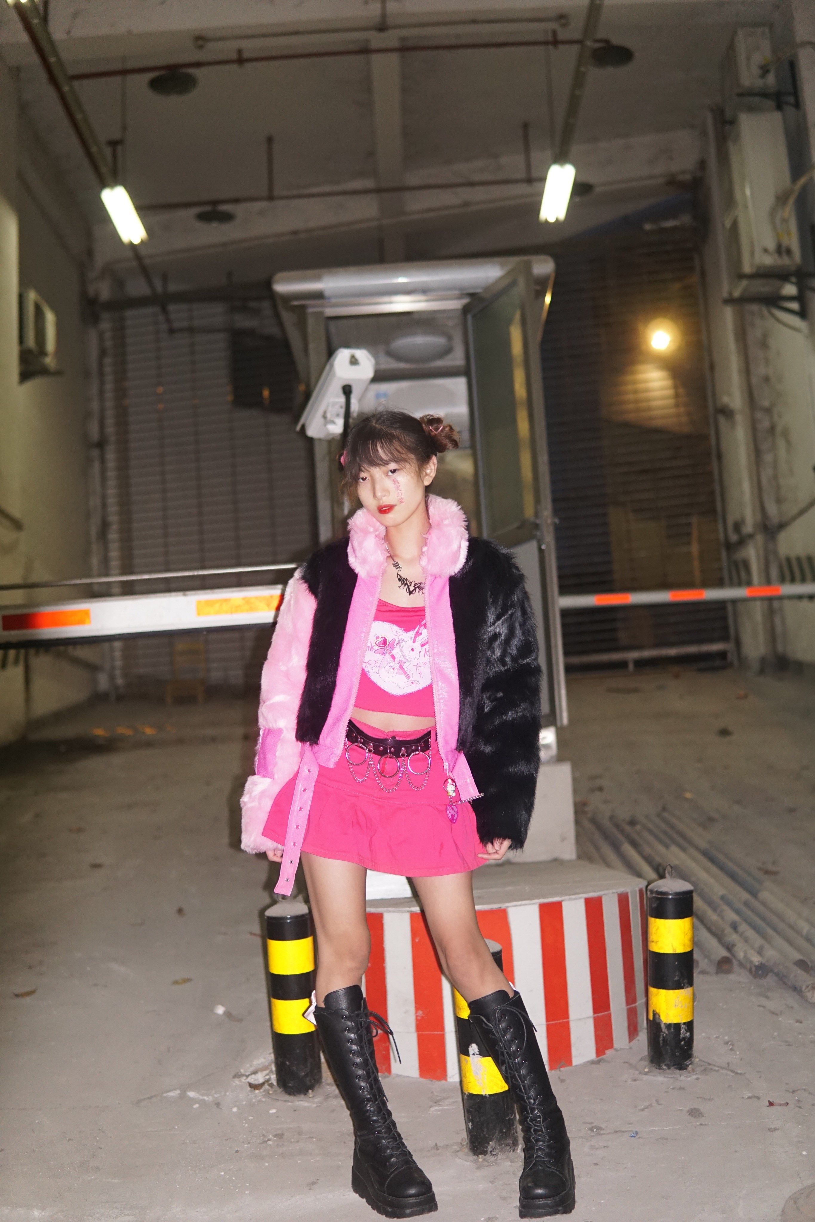 pinkkiller短款仿皮皮草外套拼接毛毛秋冬加厚其它包装袋