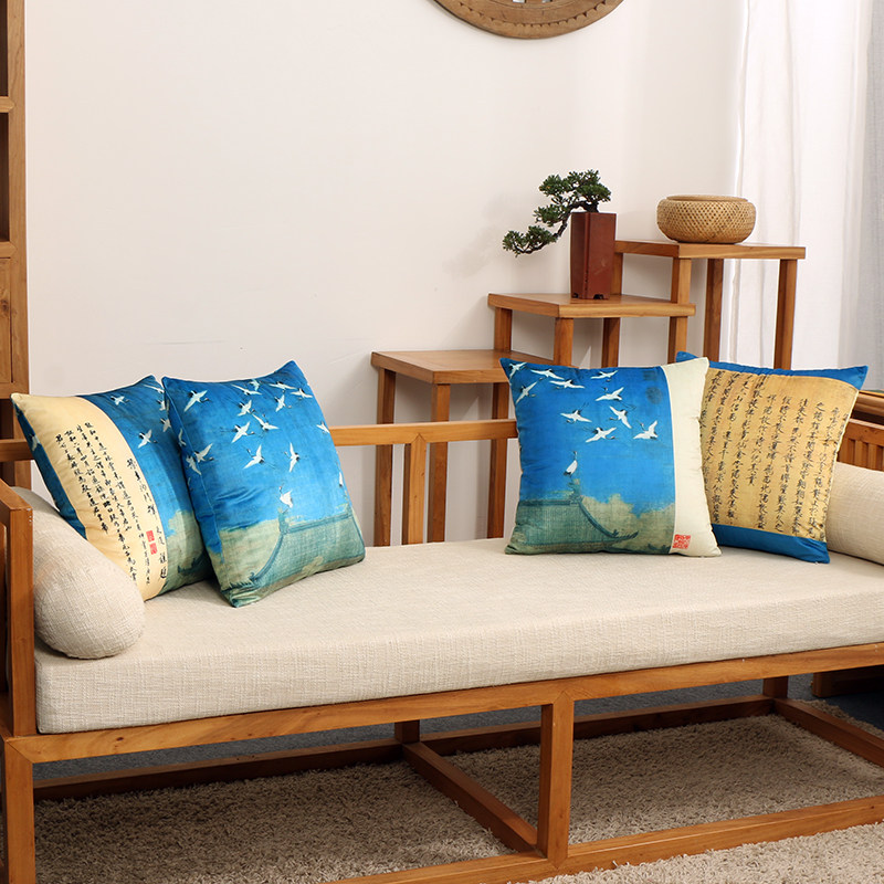 中式抱枕枕套瑞鹤沙发枕头床头背靠靠垫书房靠垫