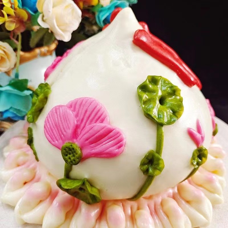 馒头手工莲花上供供佛老人胶东饽饽寿桃礼盒包点