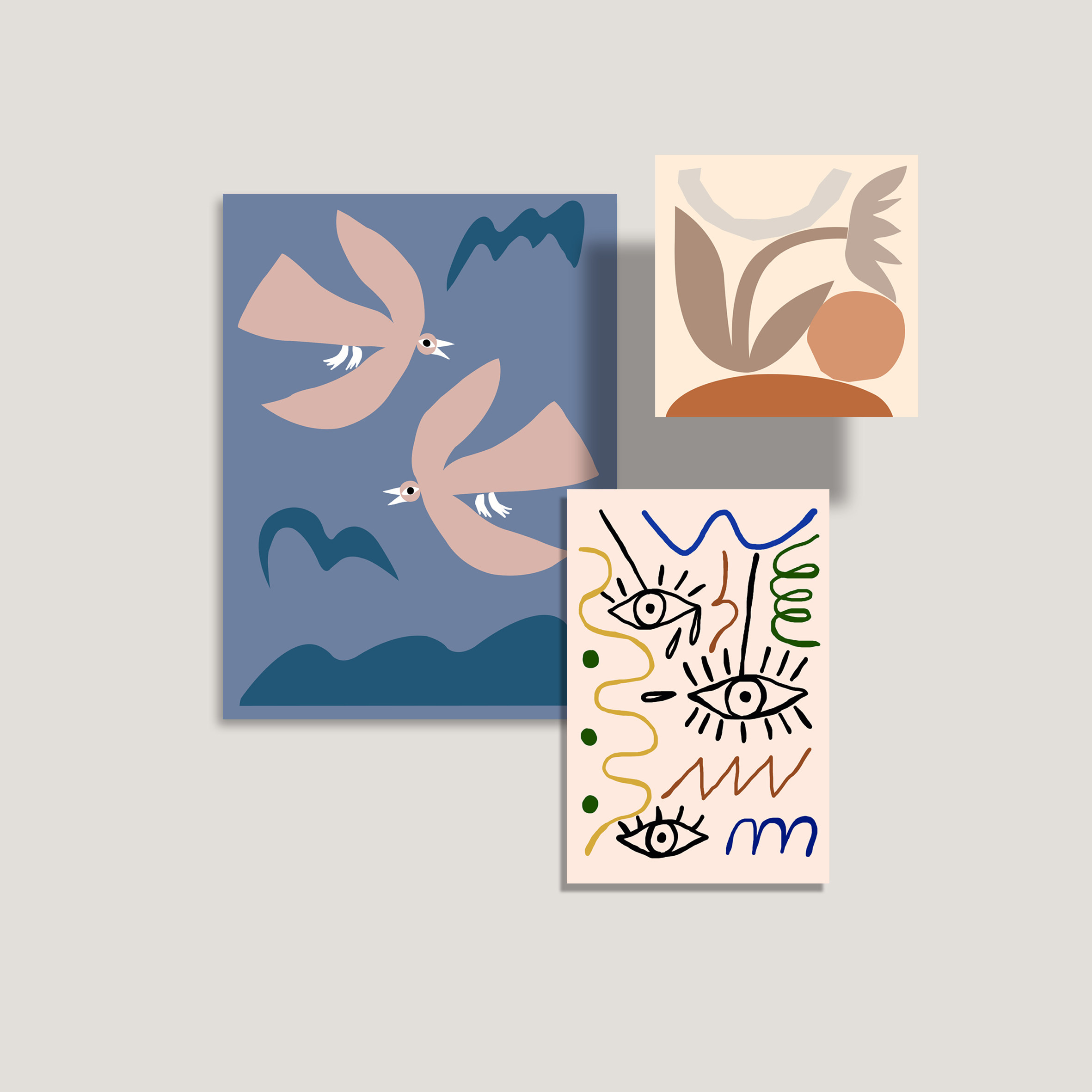 artdeplab欧洲温柔色系抽象插画系列卡片套装贺卡