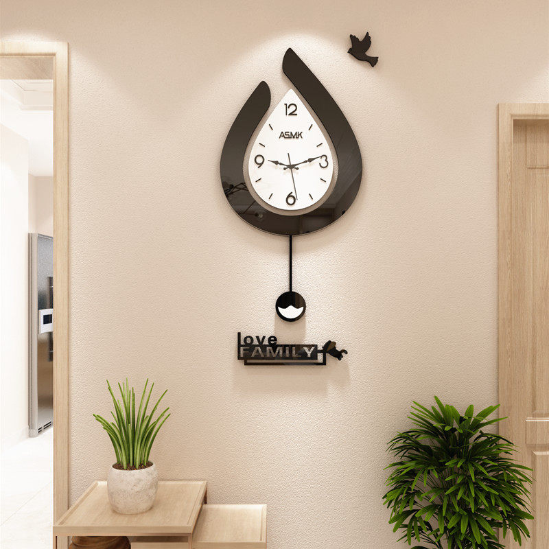 时尚北欧水滴挂墙钟表客厅家用创意挂钟现代简约挂钟