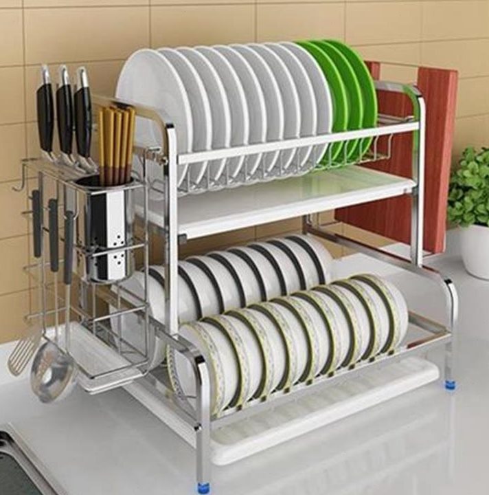 沥水碗收碗不锈钢厨房置物架晾放碗纳盒餐具架加固加厚沥水篮