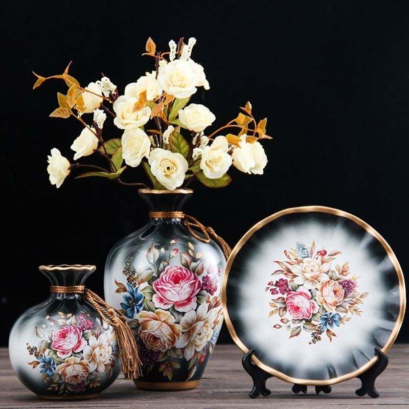 美式陶瓷花瓶摆件欧代客厅玄关电视柜酒柜现创意式家居装饰品摆