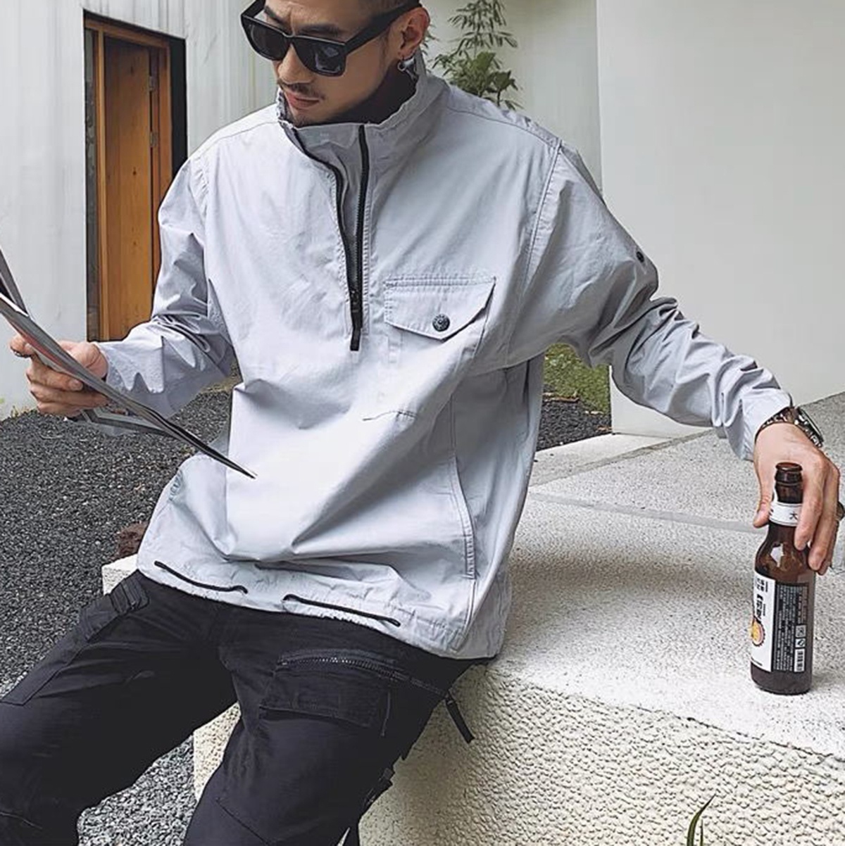 ZY STONE 石头多口袋半拉链夹克外套机能套头冲锋衣男女 ISLAND岛