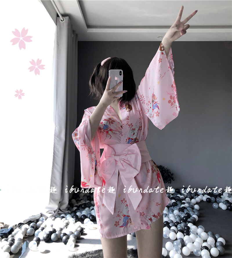 ifundate做你的猫长夜漫漫性感诱惑雪纺浴袍日式和服睡衣睡裙女