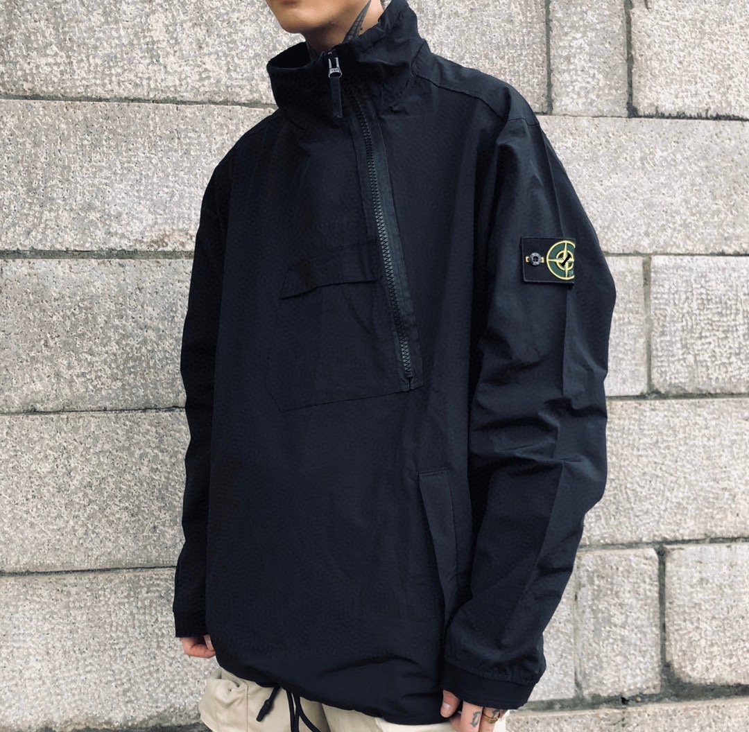 JcStone石头斜拉链机能冲锋衣防风夹克半高领工装宽松休闲外套 岛