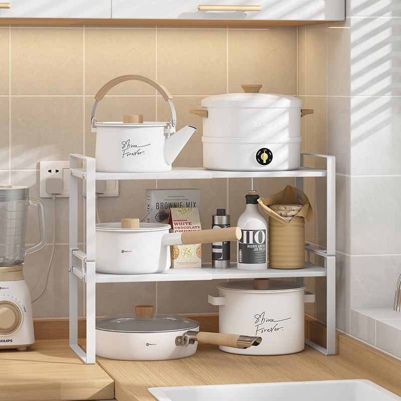 厨房置物架可伸缩橱柜内分分层收纳家用桌面调味料厨房置物架