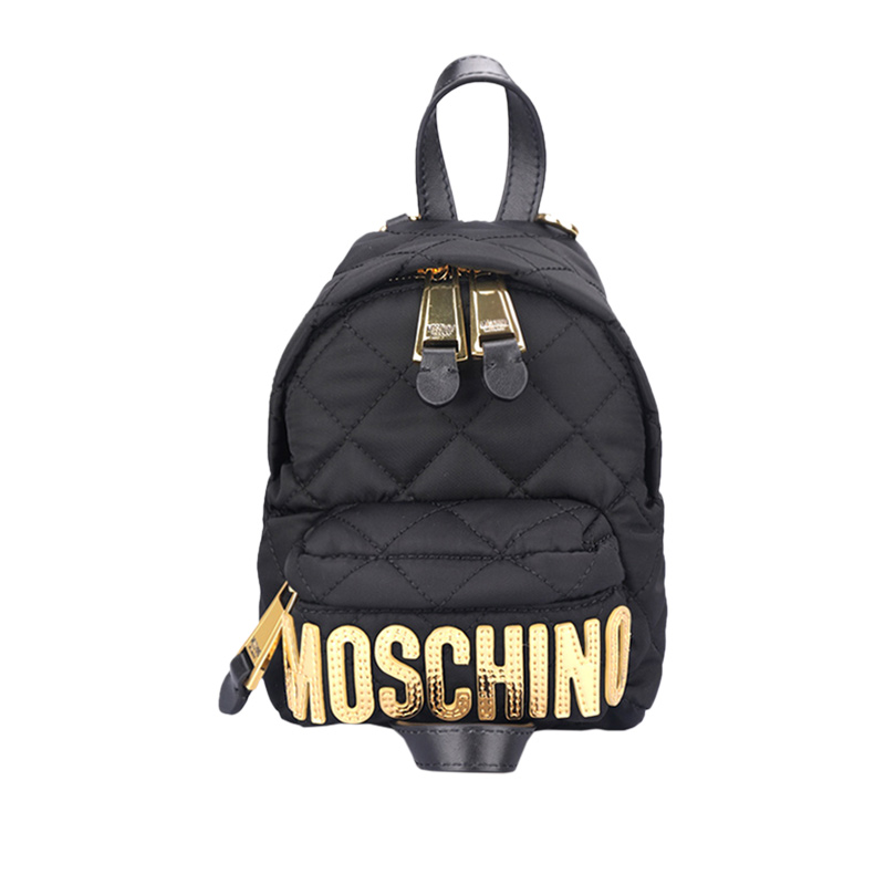 moschino莫斯奇诺女士黑色棉纶双肩包双肩背包