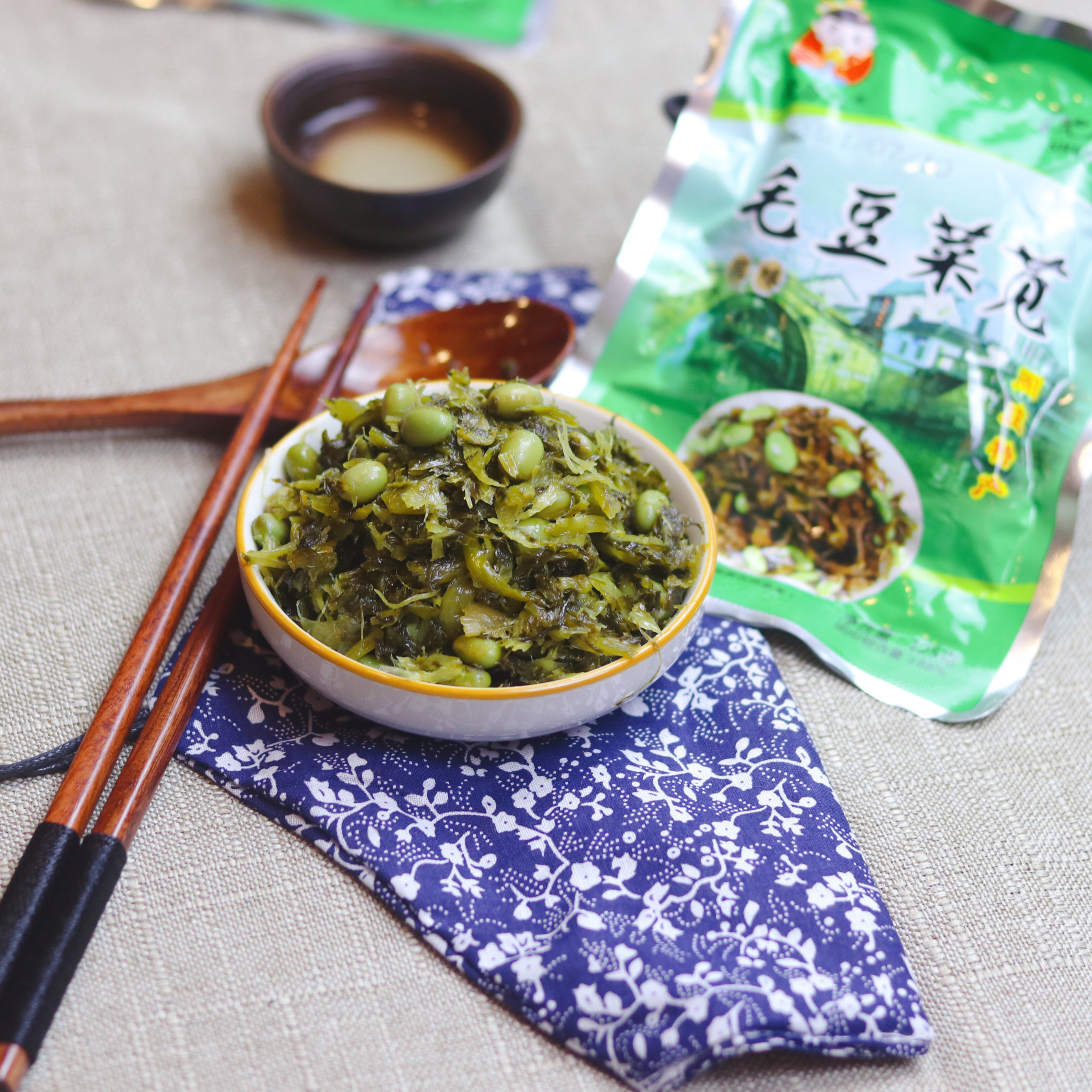 毛豆苏州周庄特产沈万三阿婆咸菜下饭饭菜雪菜腌制