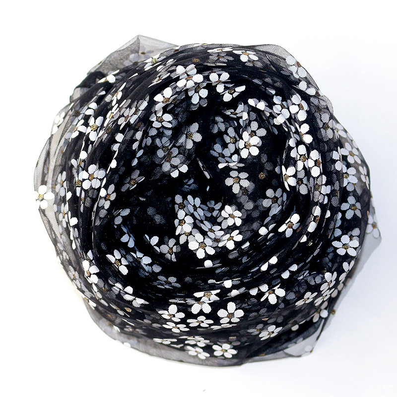 小梅梅花胶印碎花布料细孔菱形瑞士网纱黑色海绵垫