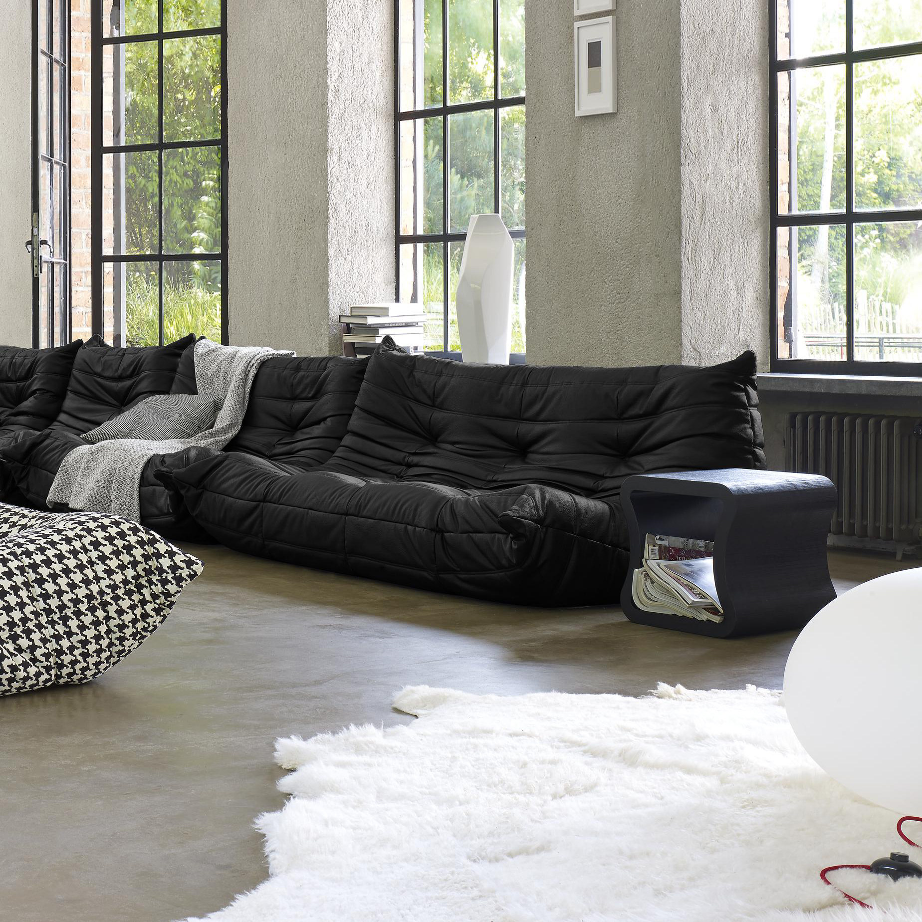 全真真皮毛毛虫togo懒人沙发双人位成人头层皮懒人沙发