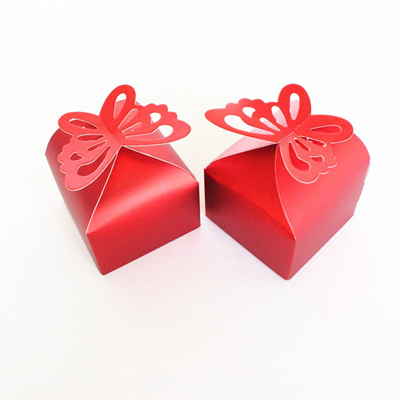 喜糖珠光裸色糖盒结婚包装盒欧式镂空蝴蝶6cm糖盒