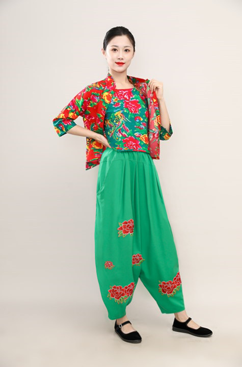 东北北大花布衣服村姑二人转演出服搞笑闺蜜照大民族服装