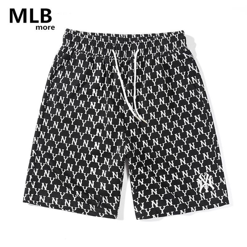 MLB MORE官网旗舰店短裤男女NY经典满印运动裤夏季休闲情侣五分裤
