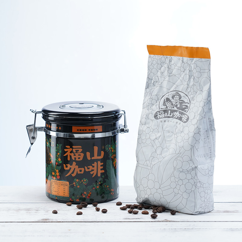福山经典老种咖啡豆海南特产中烘原味传统纯黑咖啡豆