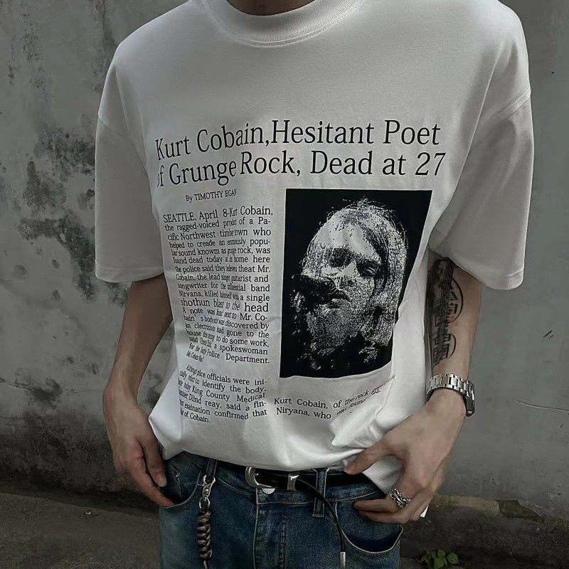 rtimnirvana涅槃复古柯本圆领短袖高街cleanfit宽松t恤