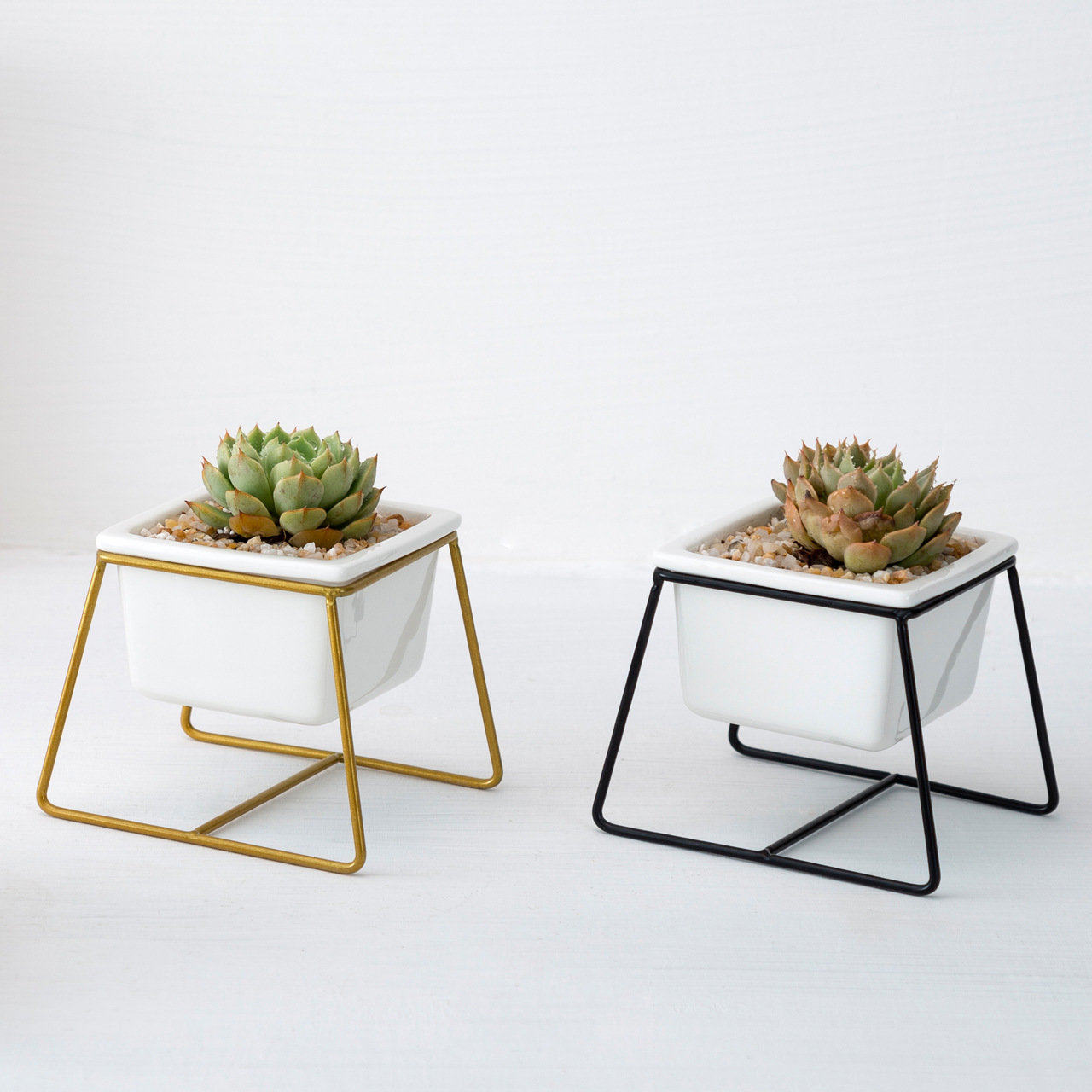 现代简约创意北欧花盆陶瓷方盆梯形铁艺艺多肉桌花盆