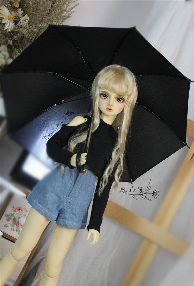 bjd娃娃黑色长袖3分sd13女娃露肩短款上衣bjd娃娃