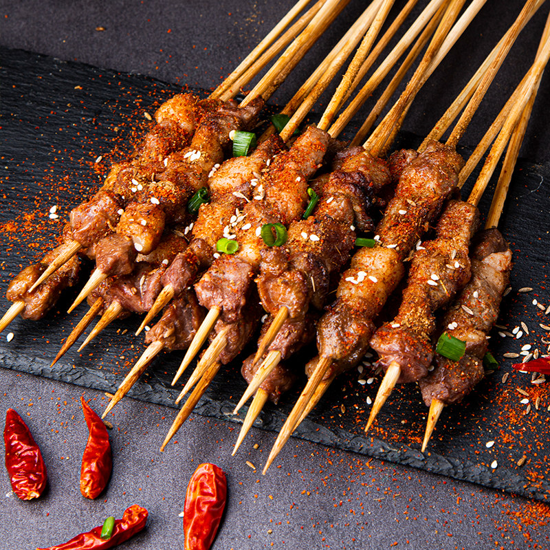 阳坊胜利原味羊肉串半成品香辣烧烤串串食材新鲜羊肉大串家用20串- 粉