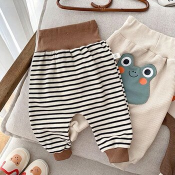 Baby Cartoon Big PP Version Cartoon High Waist Belly Protective Pants Autumn Clothes 2023 New Style Western Pants Male Baby Korean