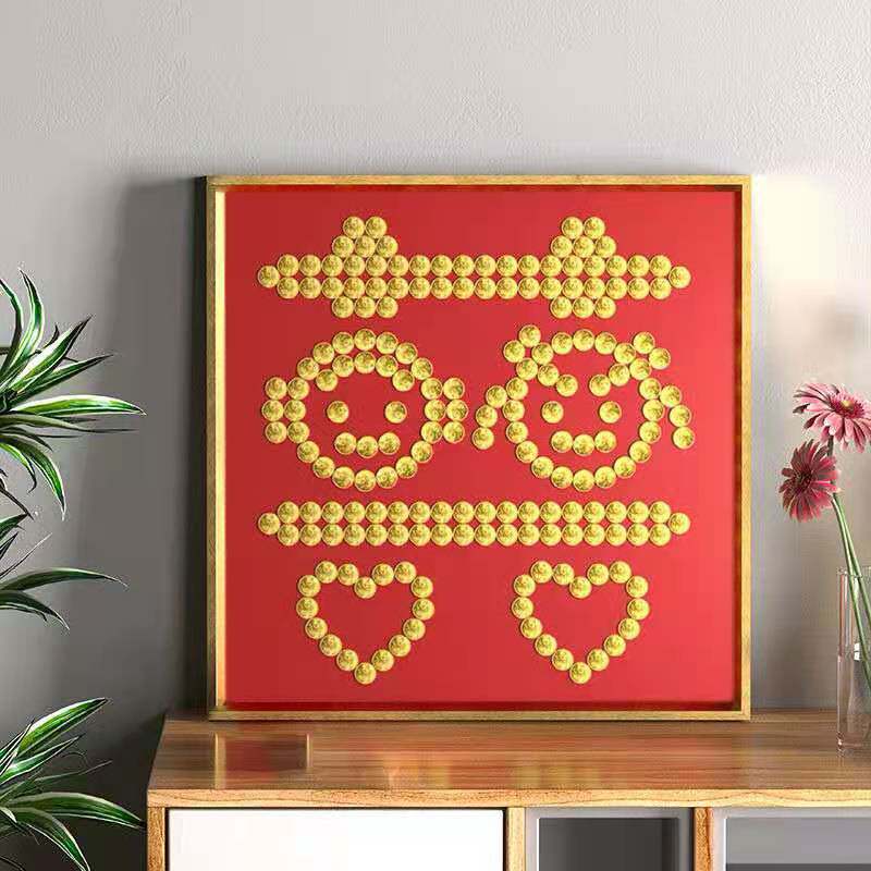 五角diy邢台礼物新婚制作手工制手工拼字硬币喜字