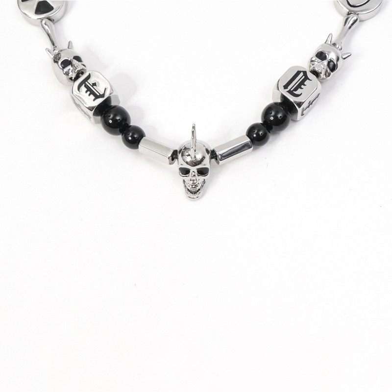 evaefvvo联名系列朋克骷髅蝴蝶珍珠项链小众项链