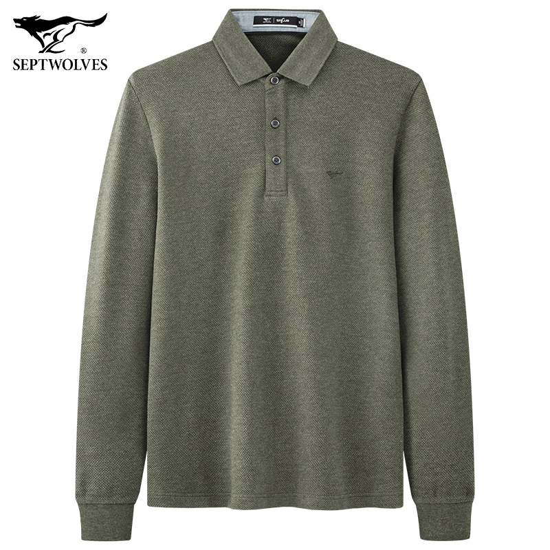 七匹狼长袖t恤男春季新款宽松男士休闲打底衫商务男装翻领polo衫
