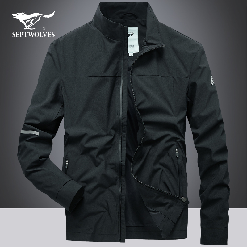 七匹狼夹克男宽松2022春秋季帅气男士运动休闲立领机能防风外套潮
