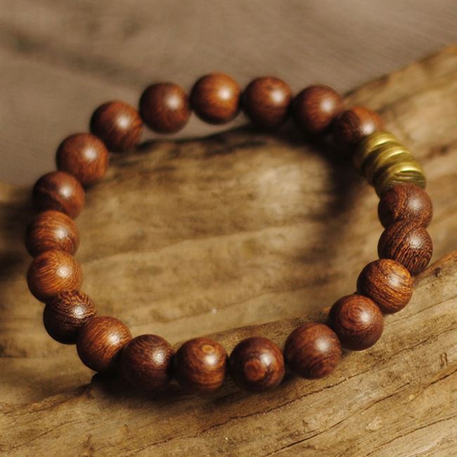 复古手链男士士女情侣金丝沉香香木21颗佛珠手链