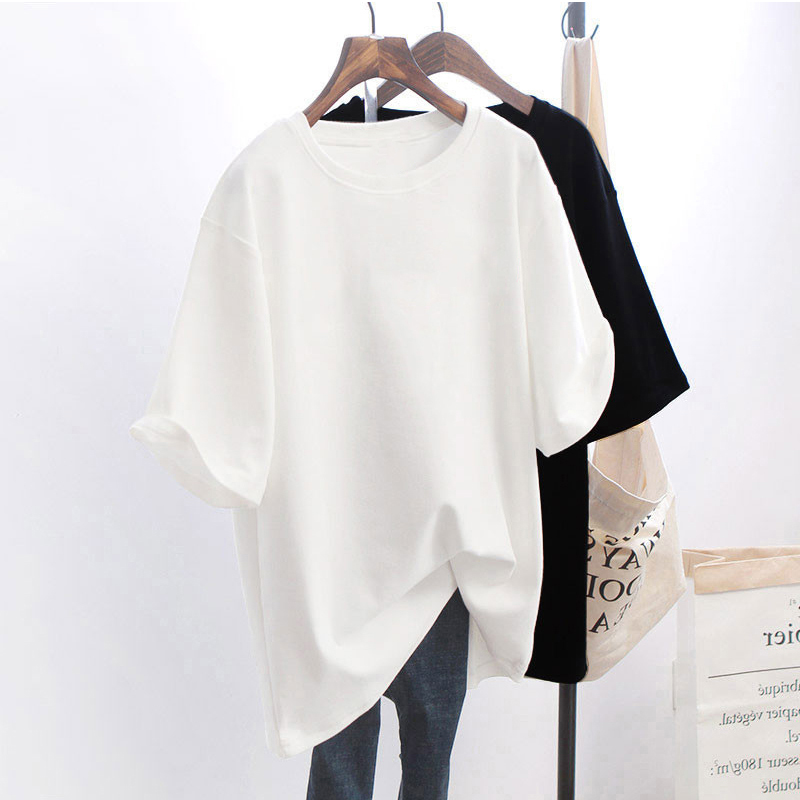 纯棉白色T恤女短袖夏季2022年新款宽松半袖上衣ins潮牌体恤情侣装