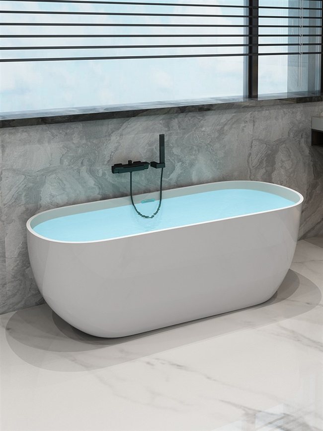 浴缸独立普通卫生间亚克力成人单人浴盆浴室椭圆形普通浴缸