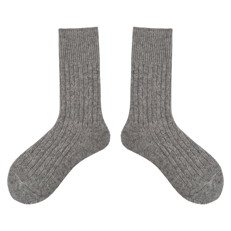 简约灰色百搭中筒袜子女纯棉舒适透气短袜纯色螺纹女生堆堆长袜子