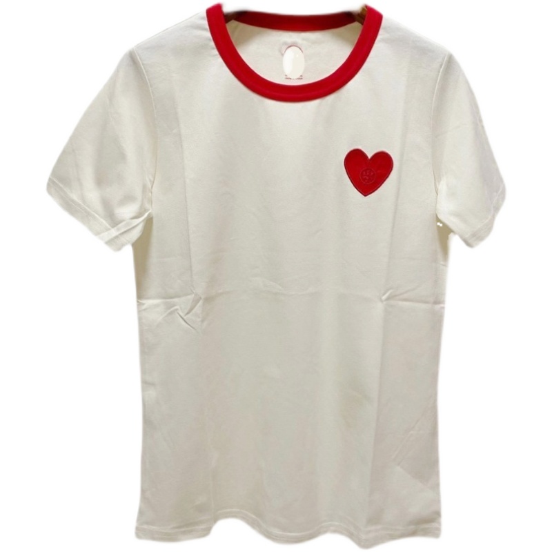 美式纯棉白色米白百搭新款材质图案轻奢爱心t恤